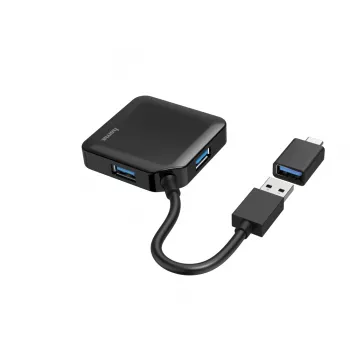 Hama USB hub, 4 porty, USB 3.2 Gen 1, 5 Gbit/s, vrátane USB-C adaptéra