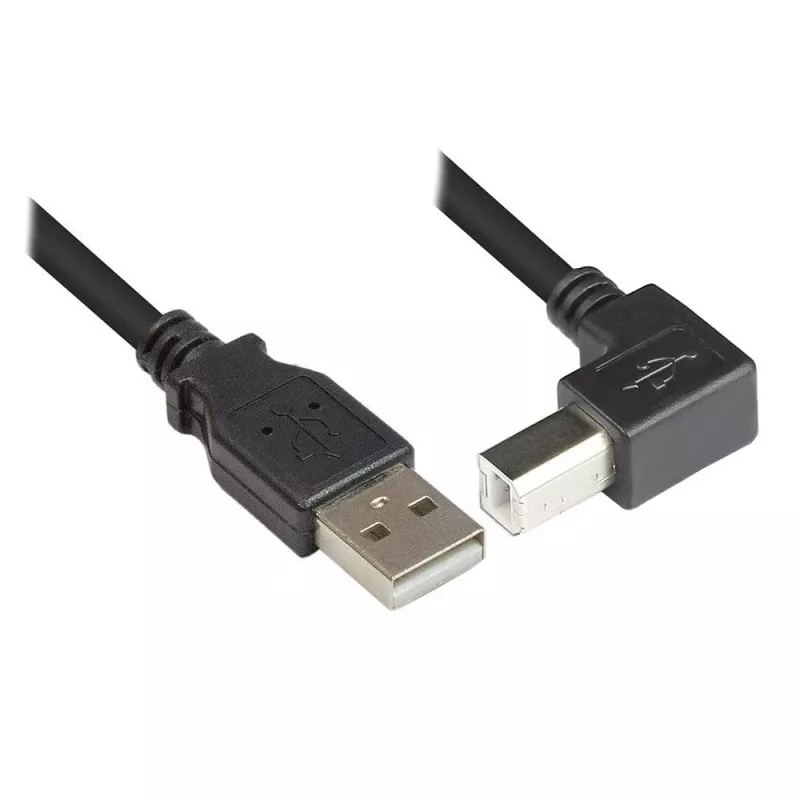 Techly USB 2.0 kábel A-konektor samec / B-konektor samec zahnutý 0,5m ICOC U-AB-005-ANG