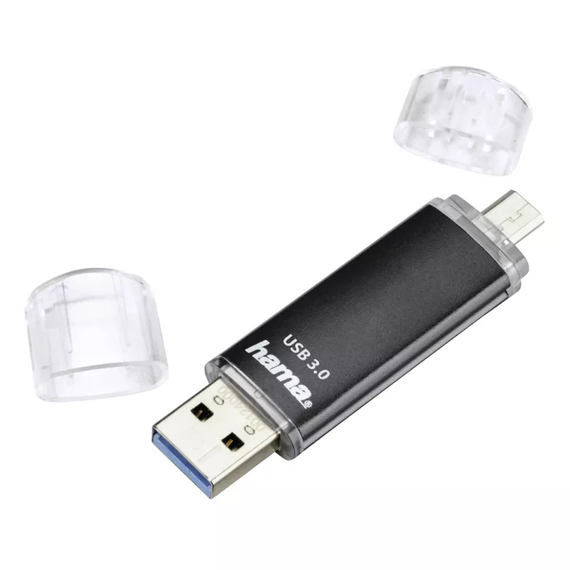 Hama Laeta Twin USB kľúč 256 GB USB Type-A / Micro-USB 3.2 Gen 1 (3.1 Gen 1) čierny