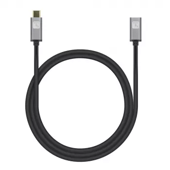 Techly USB 3.2 Gen 2 USB-C M/F kábel 1 m čierny, 1 m, USB C, USB C, USB 3.2 Gen 2 (3.1 Gen 2), 10 Gbit/s, čierna, sivá