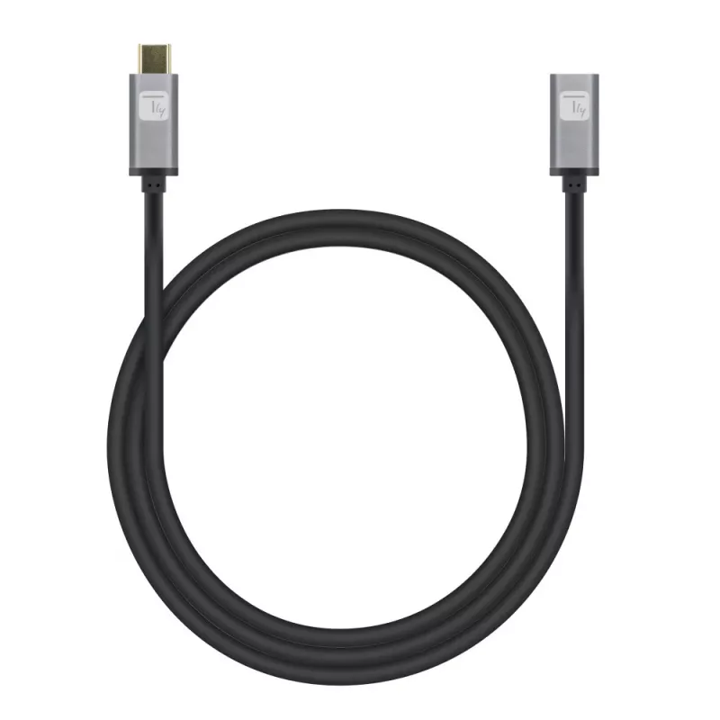 Techly USB 3.2 Gen 2 USB-C M/F kábel 1 m čierny, 1 m, USB C, USB C, USB 3.2 Gen 2 (3.1 Gen 2), 10 Gbit/s, čierna, sivá