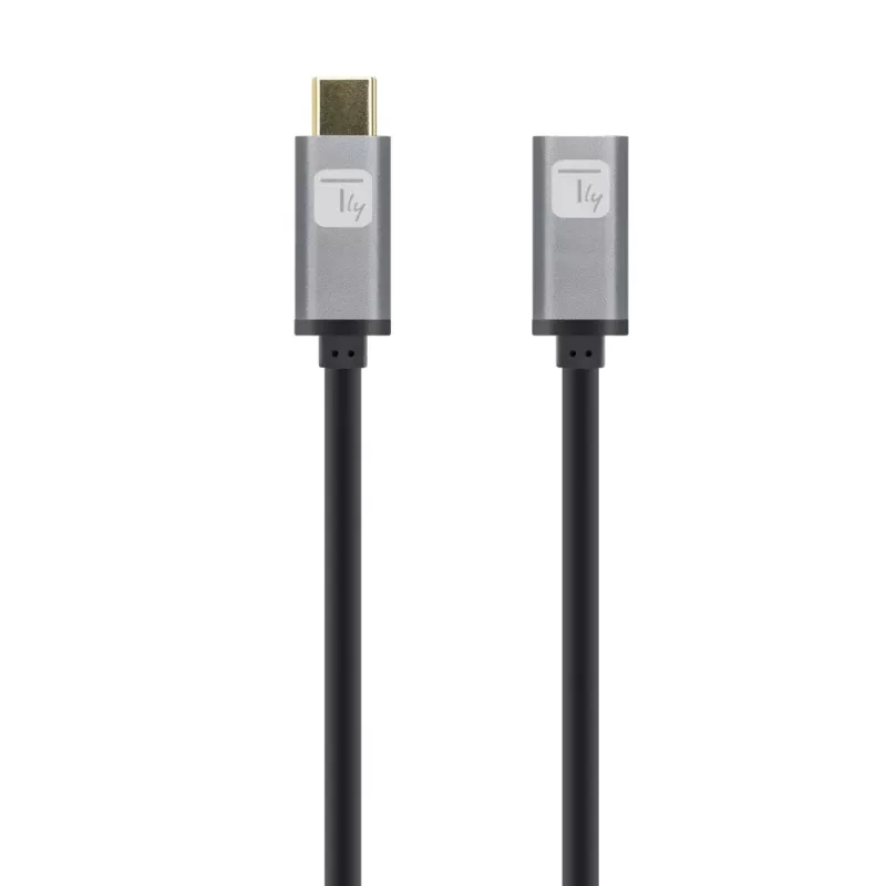 Techly USB 3.2 Gen 2 USB-C M/F kábel 1 m čierny, 1 m, USB C, USB C, USB 3.2 Gen 2 (3.1 Gen 2), 10 Gbit/s, čierna, sivá