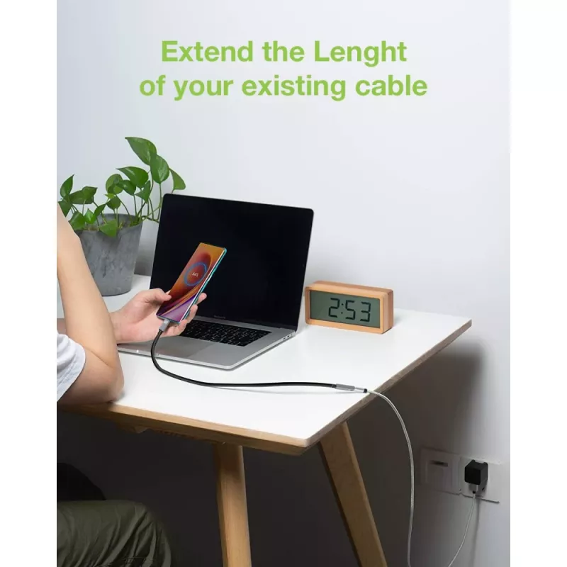 Techly USB 3.2 Gen 2 USB-C M/F kábel 1 m čierny, 1 m, USB C, USB C, USB 3.2 Gen 2 (3.1 Gen 2), 10 Gbit/s, čierna, sivá