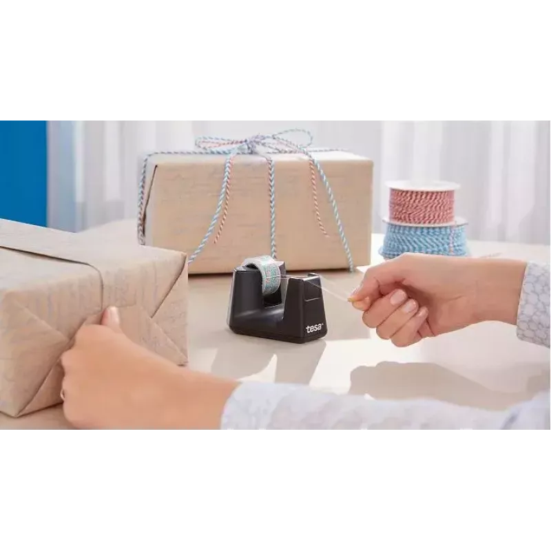 tesa Easy Cut Smart Stolový odvíjač, čierny, plast