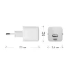 EU nástenná nabíjačka d bramante re-charge Pro — USB‑C 25W + USB‑A 18W, 110–240V, interiérová, biela