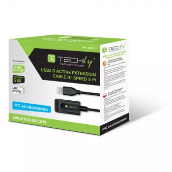 Techly IUSB-REP20TY USB kábel USB 2.0 5 m USB A čierny