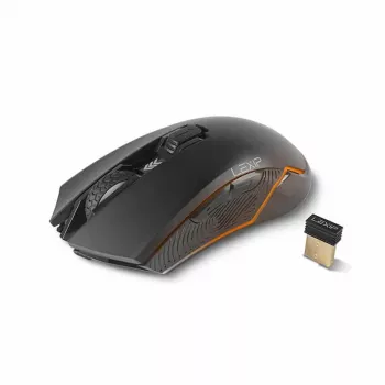 Lexip Ar18 – bezdrôtová herná myš s keramickými klznými podložkami, pre pravákov, optická, RF Wireless + USB Type-A, 4800 DPI, čierna