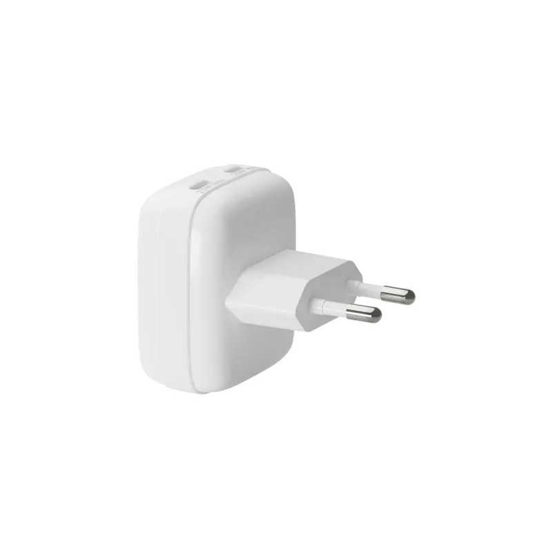 EU plochá nabíjačka d bramante re-charge Pro — 2× USB-C 25W, interiérová, biela