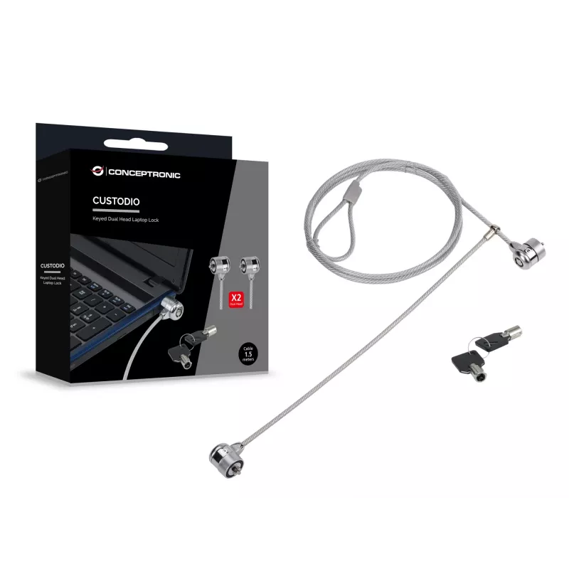 Zámok na notebook Conceptronic CNBSLOCK15T 1,5 m strieborný 2 kľúče