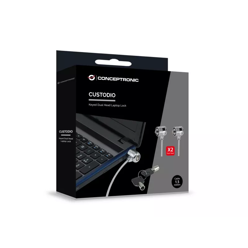 Zámok na notebook Conceptronic CNBSLOCK15T 1,5 m strieborný 2 kľúče