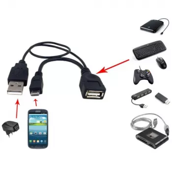 Techly USB 2.0 kábel OTG A F Micro USB M s USB 30cm čierny ICOC MUSB-MC2