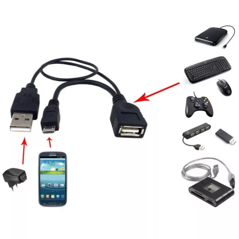 Techly USB 2.0 kábel OTG A F Micro USB M s USB 30cm čierny ICOC MUSB-MC2