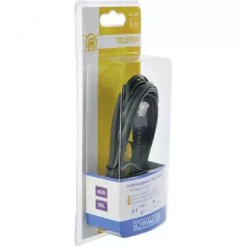 Kábel Schwaiger 6,0 m RJ-12 - TAE-F 6 m čierny