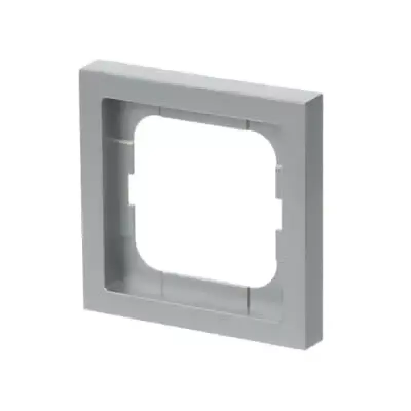 Rám krytu Busch-Jaeger 1721-183K strieborný – termoplast, bezskrutkový, 80×80 mm, 11 mm