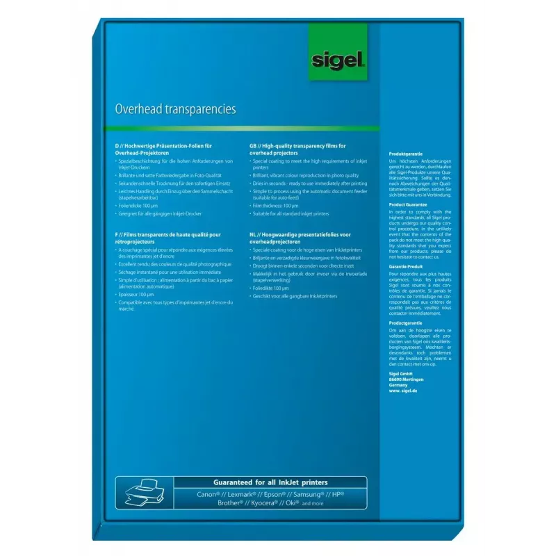 Tlačová fólia Inkjet Sigel IF210 A4 50 listov transparentná