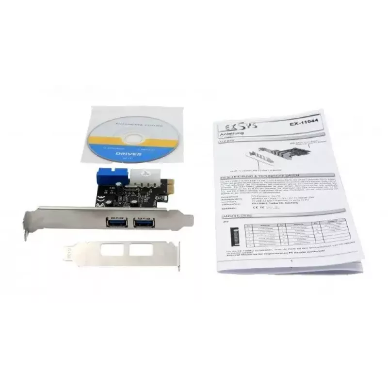 EXSYS EX-11049 interný USB 3.2 Gen 1 PCIe adaptér čierny strieborný