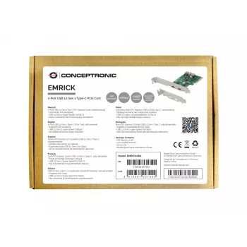 Conceptronic EMRICK 2-port USB 3.2 Gen 2 Type-C PCIe karta, samostatne napájaná