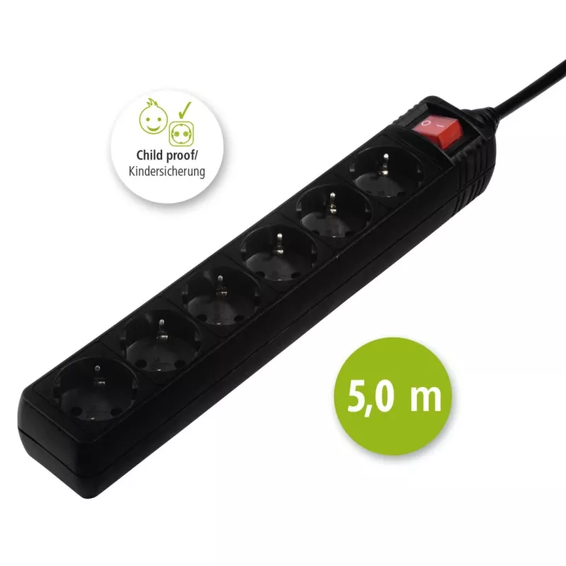 Hama 137266 predlžovacia zásuvka 6 AC výstupov interiérová čierna