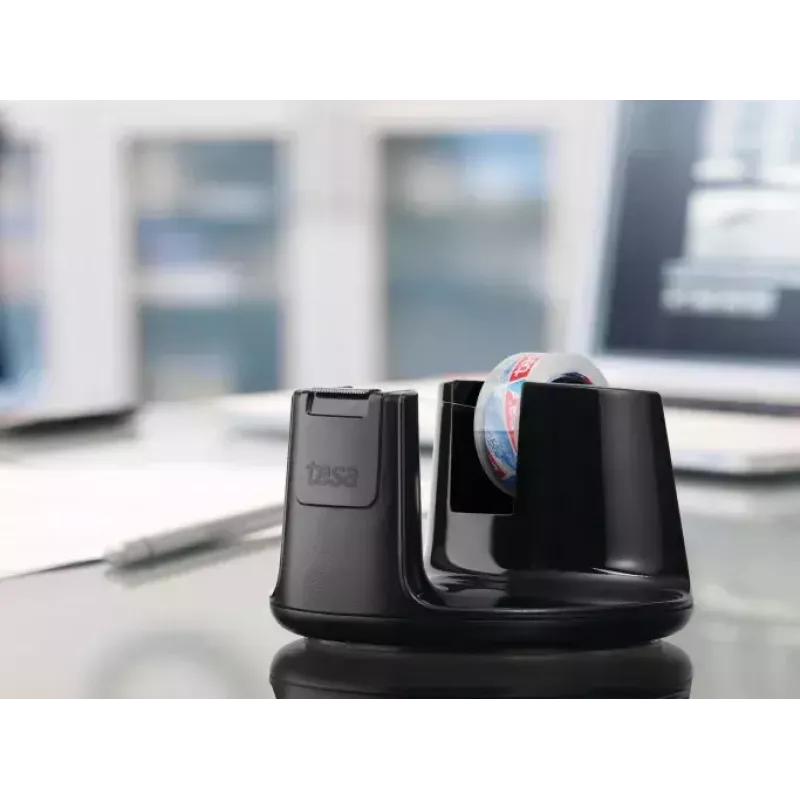 tesa Easy Cut Compact Stolový odvíjač 53827, čierny, s fóliou