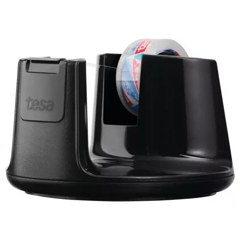 tesa Easy Cut Compact Stolový odvíjač 53827, čierny, s fóliou