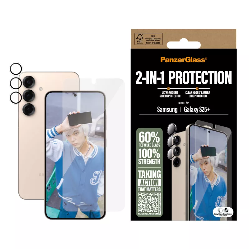 PanzerGlass 2-in-1 ochranný balík Samsung Galaxy S25+ odolný proti poškriabaniu nárazom