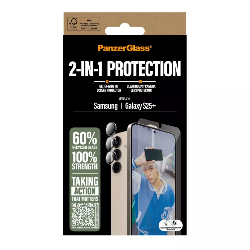 PanzerGlass 2-in-1 ochranný balík Samsung Galaxy S25+ odolný proti poškriabaniu nárazom