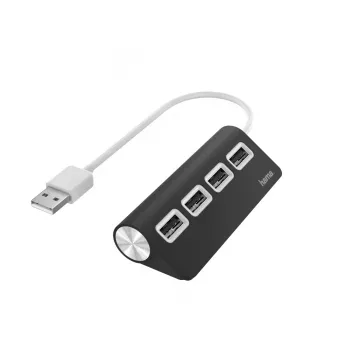 Hama USB hub, 4 porty, USB 2.0, 480 Mbit/s, čierny