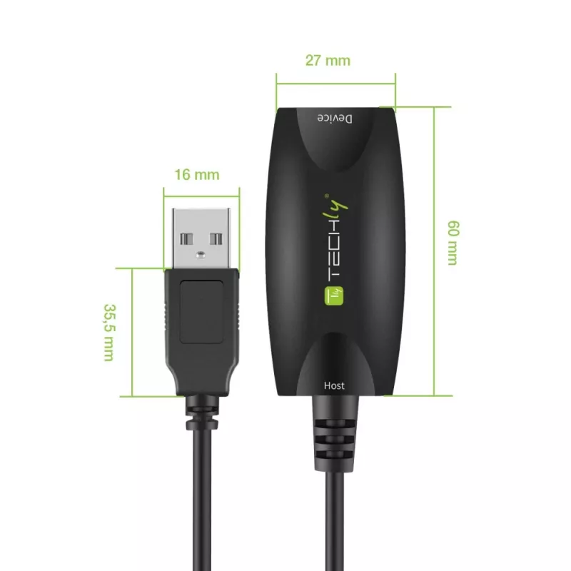 Techly SuperSpeed USB3.0 aktívny predlžovací kábel 5m čierny ICUR3050