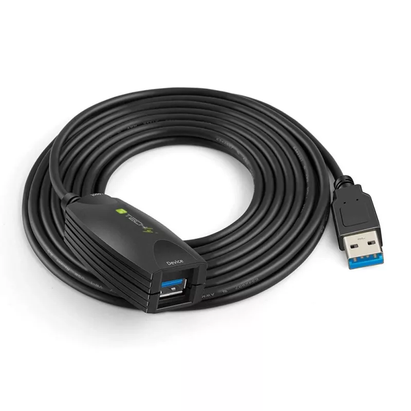 Techly SuperSpeed USB3.0 aktívny predlžovací kábel 5m čierny ICUR3050