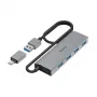 Hama 00200138 rozbočovač rozhraní USB 3.2 Gen 1 (3.1 Gen 1) Type-A + Type-C 5000 Mbit/s antracit, sivý