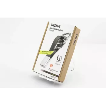 Kľúčenka TROIKA TWISTER čierna strieborná koža kov 16mm 9mm