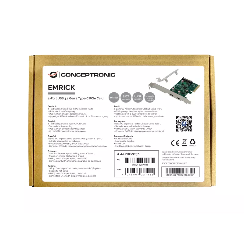 Conceptronic EMRICK 2-portová USB 3.2 Gen 2 Type-C PCIe karta