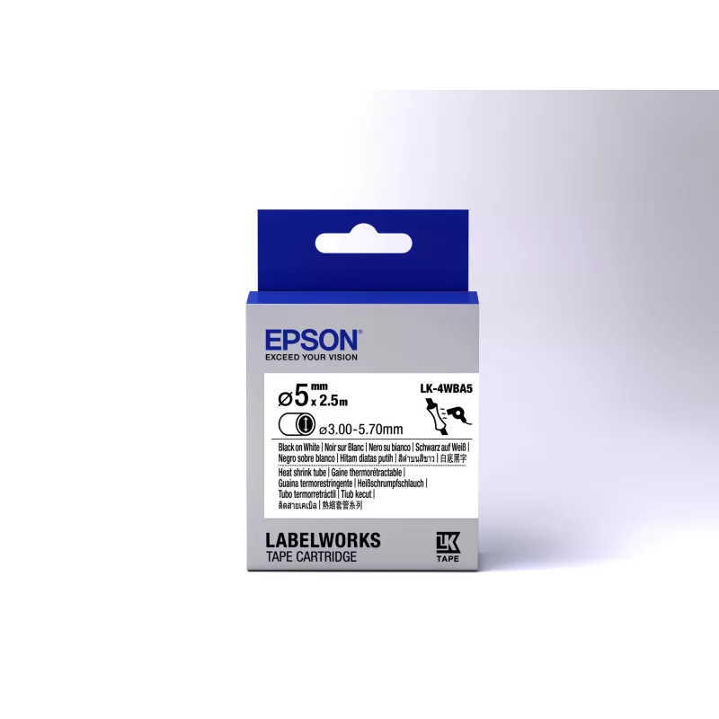 Epson kazeta na štítky Heat Shrink Tube (HST) LK-4WBA5 čierna/biela D5mm (2,5m)