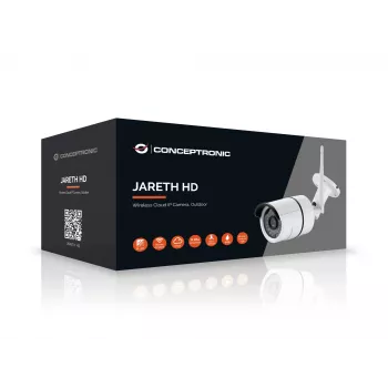 Conceptronic JARETH HD Wireless Cloud IP kamera, exteriér, IP bezpečnostná kamera, exteriér, káblová & bezdrôtová, externá, strop/stena, biela