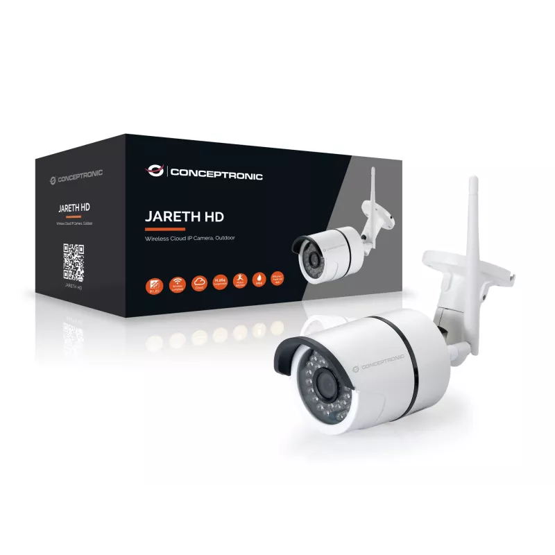 Conceptronic JARETH HD Wireless Cloud IP kamera, exteriér, IP bezpečnostná kamera, exteriér, káblová & bezdrôtová, externá, strop/stena, biela