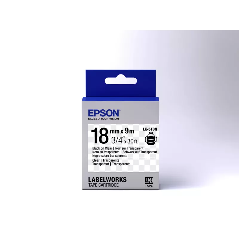 Epson kazeta etikiet transparentná LK-5TBN čierna/transparentná 18mm (9m)