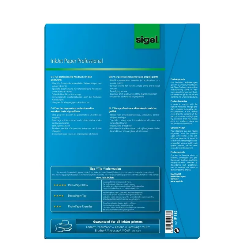 Tlačový papier A4 Sigel IP182 matný 50 listov biela