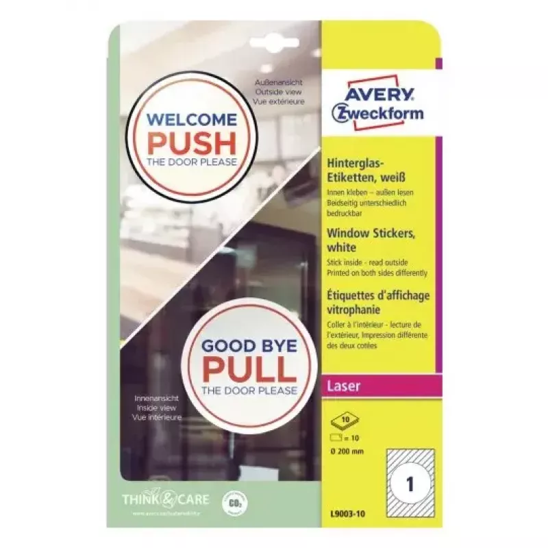 Avery samolepky na okná Avery L9003-10 samolepiace biela A4 10 kusov