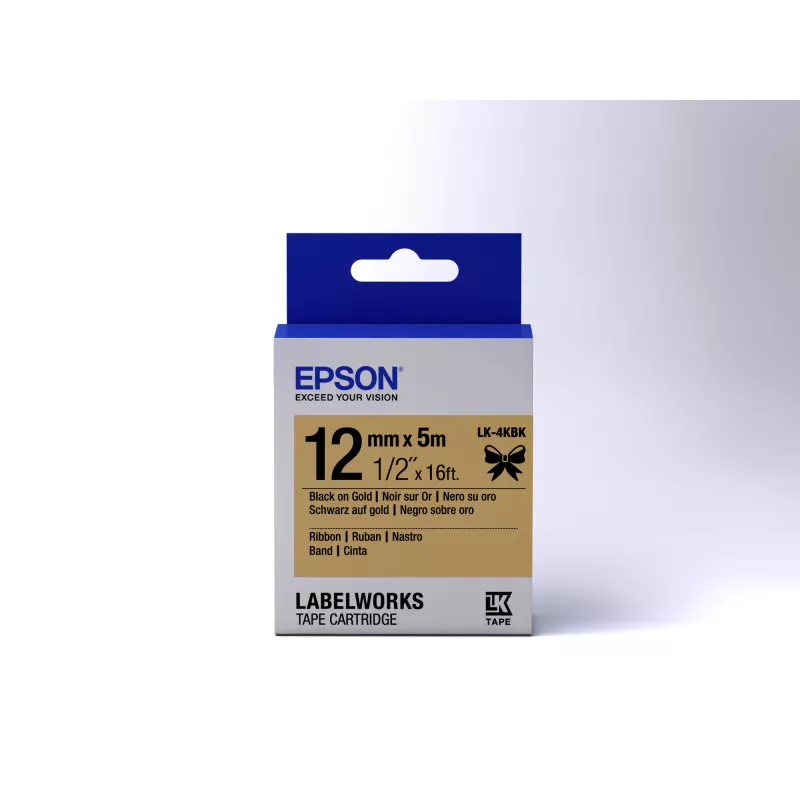 Epson etiketová kazeta Satin Ribbon LK-4KBK čierna/zlatá 12mm (5m)