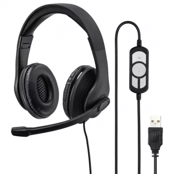 Hama HS-USB300 Headset PC Office, drôtový, USB, čierny