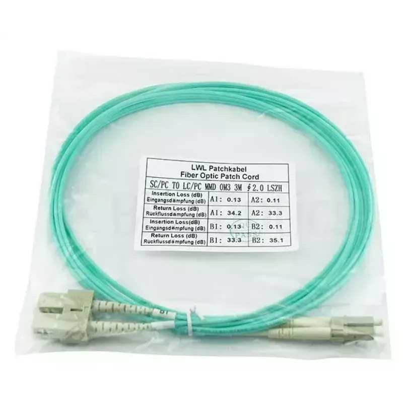 BlueOptics LC-SC multimódový OM3 duplexný optický patch kábel, LC-UPC/SC-UPC, 3 m, béžový (kompatibilný s Corning 055702T512000003M)