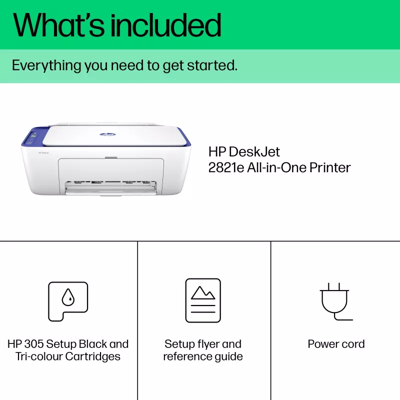 HP DeskJet 2821e Wireless All-in-One farebná tlačiareň, Instant Ink; kopírovanie, skenovanie