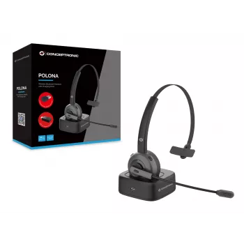Conceptronic POLONA bezdrôtový Bluetooth headset s nabíjacou stanicou a Bluetooth USB audio adaptérom