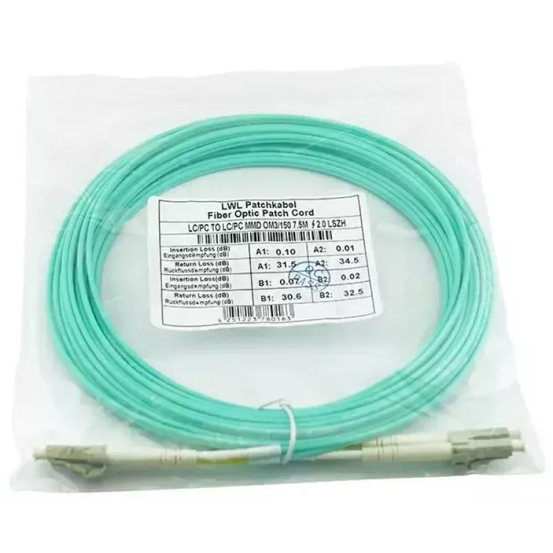 BlueOptics 050502T512000002M LC-LC multimódový OM3 duplexný optický patch kábel, LC-UPC, 2 m, béžový