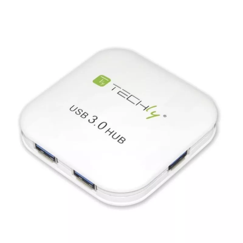 Techly USB 3.0 Super Speed hub 4 porty biely IUSB3-HUB4-WH, USB 3.2 Gen 1 (3.1 Gen 1) Type-A, 5000 Mbit/s, biely, 0,8 m, CE, RoHS, USB 2.0 USB 1.1