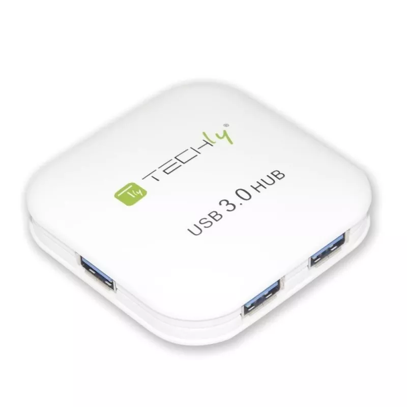 Techly USB 3.0 Super Speed hub 4 porty biely IUSB3-HUB4-WH, USB 3.2 Gen 1 (3.1 Gen 1) Type-A, 5000 Mbit/s, biely, 0,8 m, CE, RoHS, USB 2.0 USB 1.1