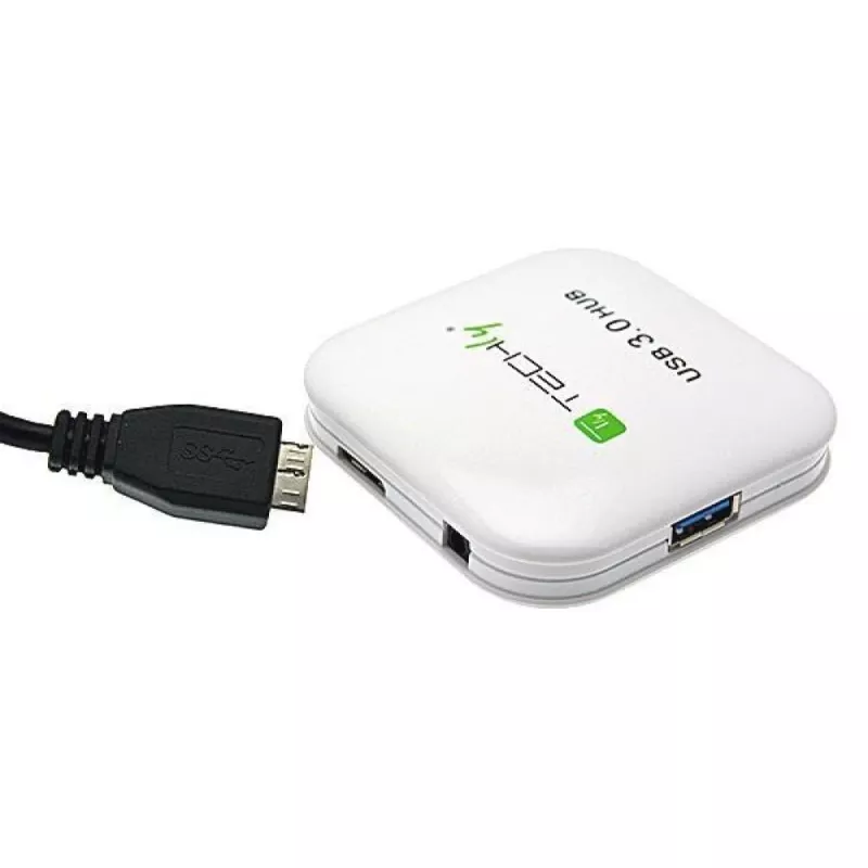 Techly USB 3.0 Super Speed hub 4 porty biely IUSB3-HUB4-WH, USB 3.2 Gen 1 (3.1 Gen 1) Type-A, 5000 Mbit/s, biely, 0,8 m, CE, RoHS, USB 2.0 USB 1.1