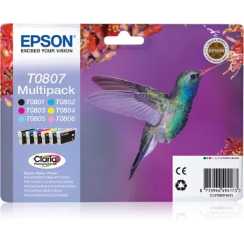 Epson Hummingbird multipack 6-farebný T0807 Claria Photo atrament