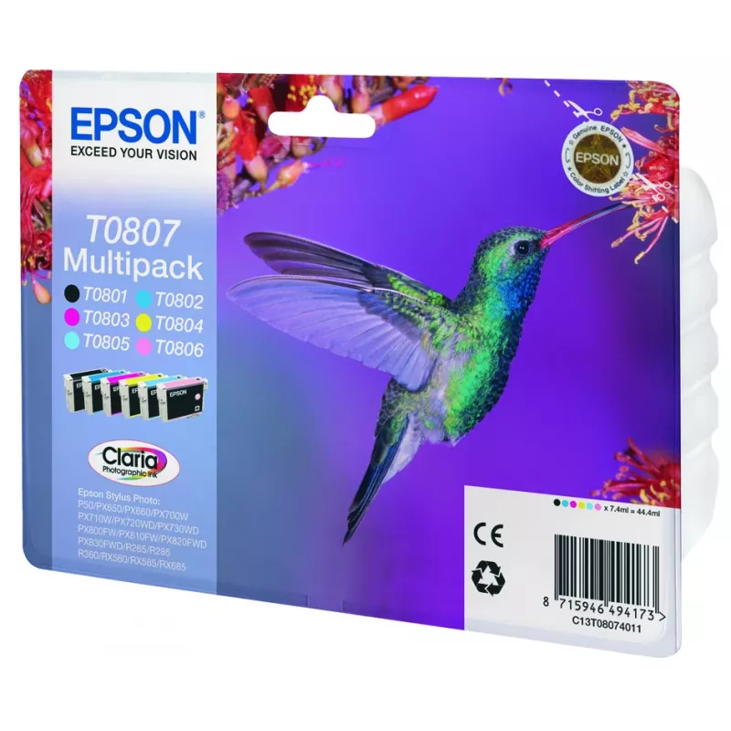 Epson Hummingbird multipack 6-farebný T0807 Claria Photo atrament