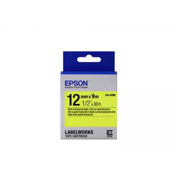 Epson kazeta etikiet fluorescenčná LK-4YBF čierna/žltá 12mm (9m)